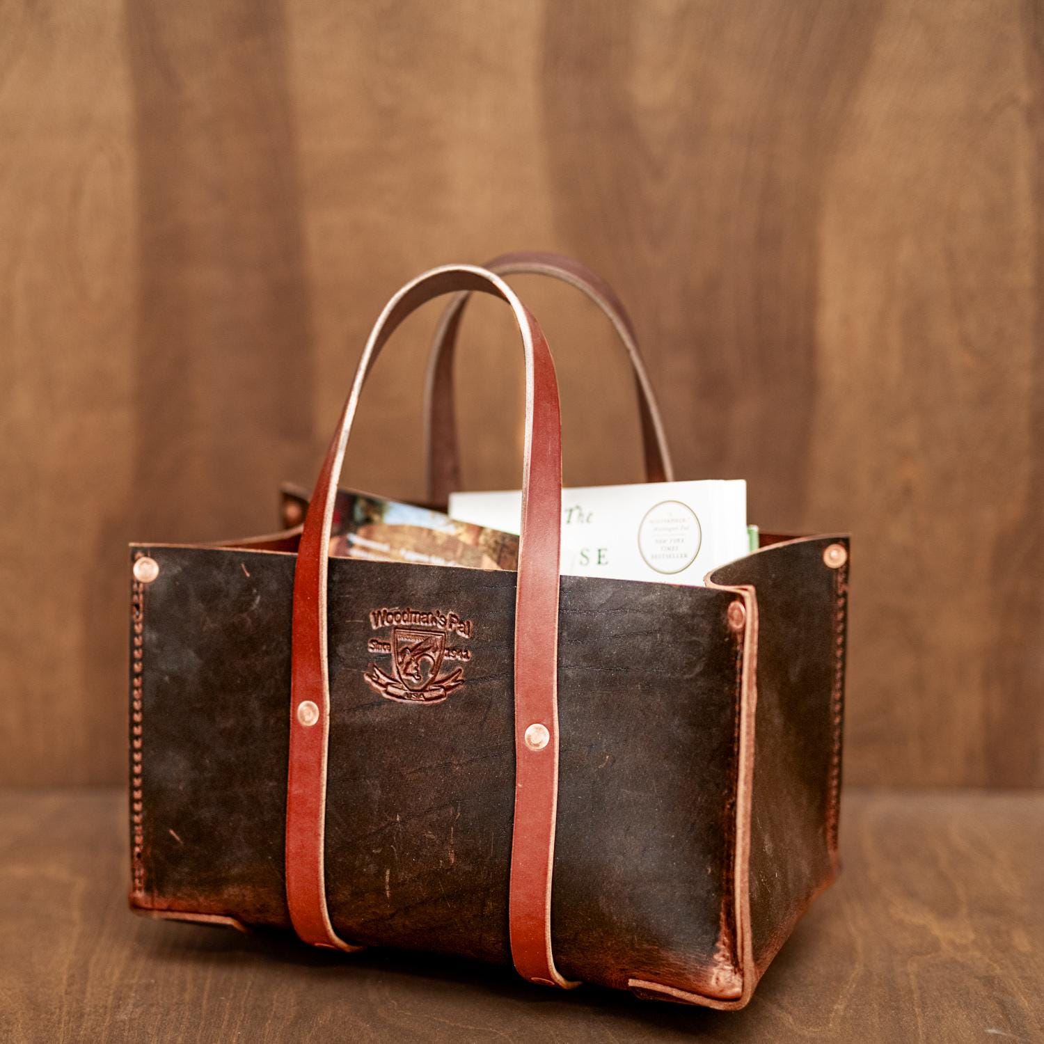 Buffalo Leather Tool Tote Bag: Hand Stitched Amish Made Organizer 