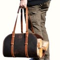 Woodman's Pal Premium Buffalo Leather Log Carrier, Luxury Handcrafted Firewood Carrier, Heavy-Duty for Wood Carrying, Made in USA