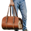 Buffalo Leather Log Carrier: Handcrafted Firewood Tote, Made in USA