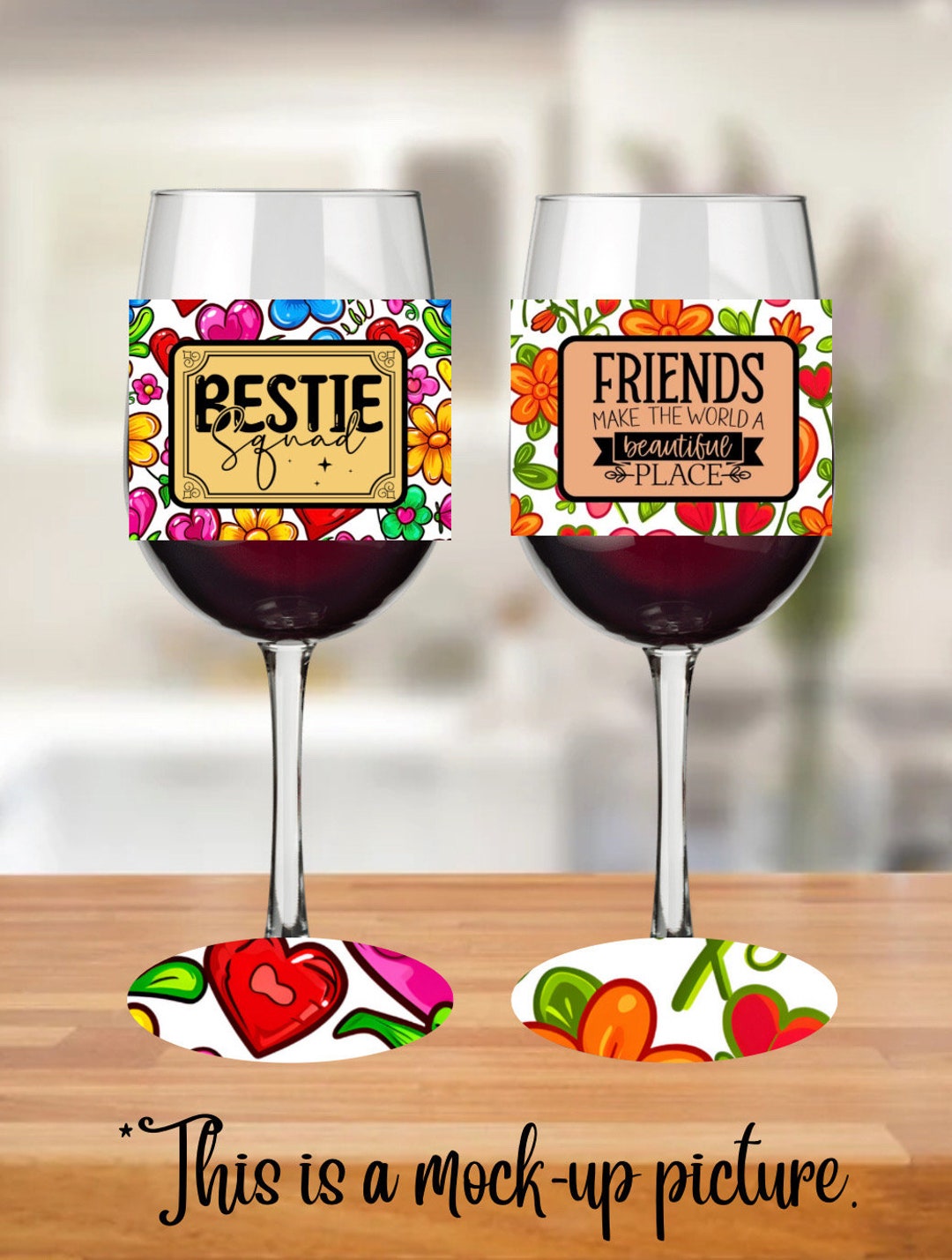 Bestie Squad Wine Glass Koozies Etsy