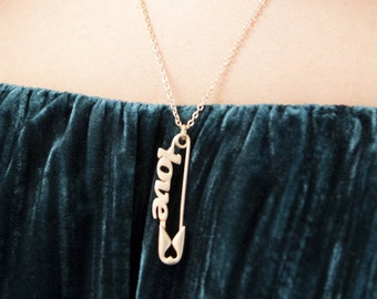 Inspiring Safety Pin Pendant Necklace by Inspired Pins LOVE - perfect gift for someone close to your heart.