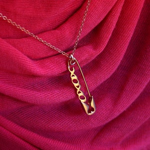 Inspiring Safety Pin Pendant Necklace by Inspired Pins XOXO - send hugs and kisses to loved ones far and wide