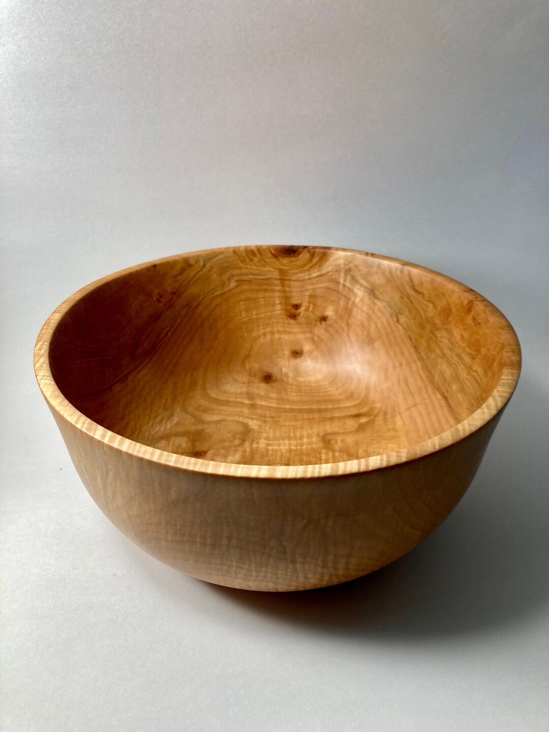 Quilted Fiddleback Maple Salad Bowl, Maple Turned Bowl, Large Maple