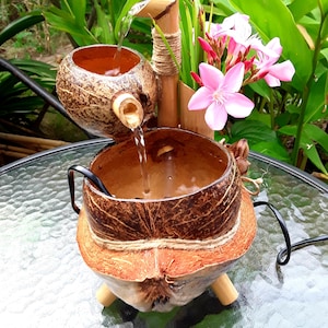 Table top water fountain,mini fountain,indoor fountain handmake fountain real handmake from coconut shell & bamboo