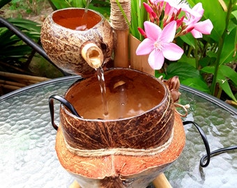 Table top water fountain,mini fountain,indoor fountain handmake fountain real handmake from coconut shell & bamboo