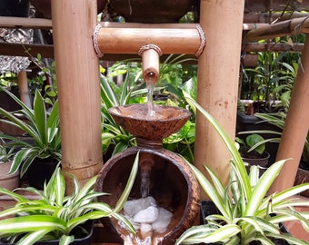 Table top water fountain,mini fountain,indoor fountain handmake fountain real handmake from coconut shell & bamboo