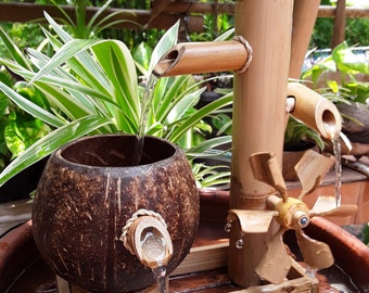 Table top water fountain with turbine,mini fountain,indoor fountain handmake fountain real handmake from coconut shell & bamboo