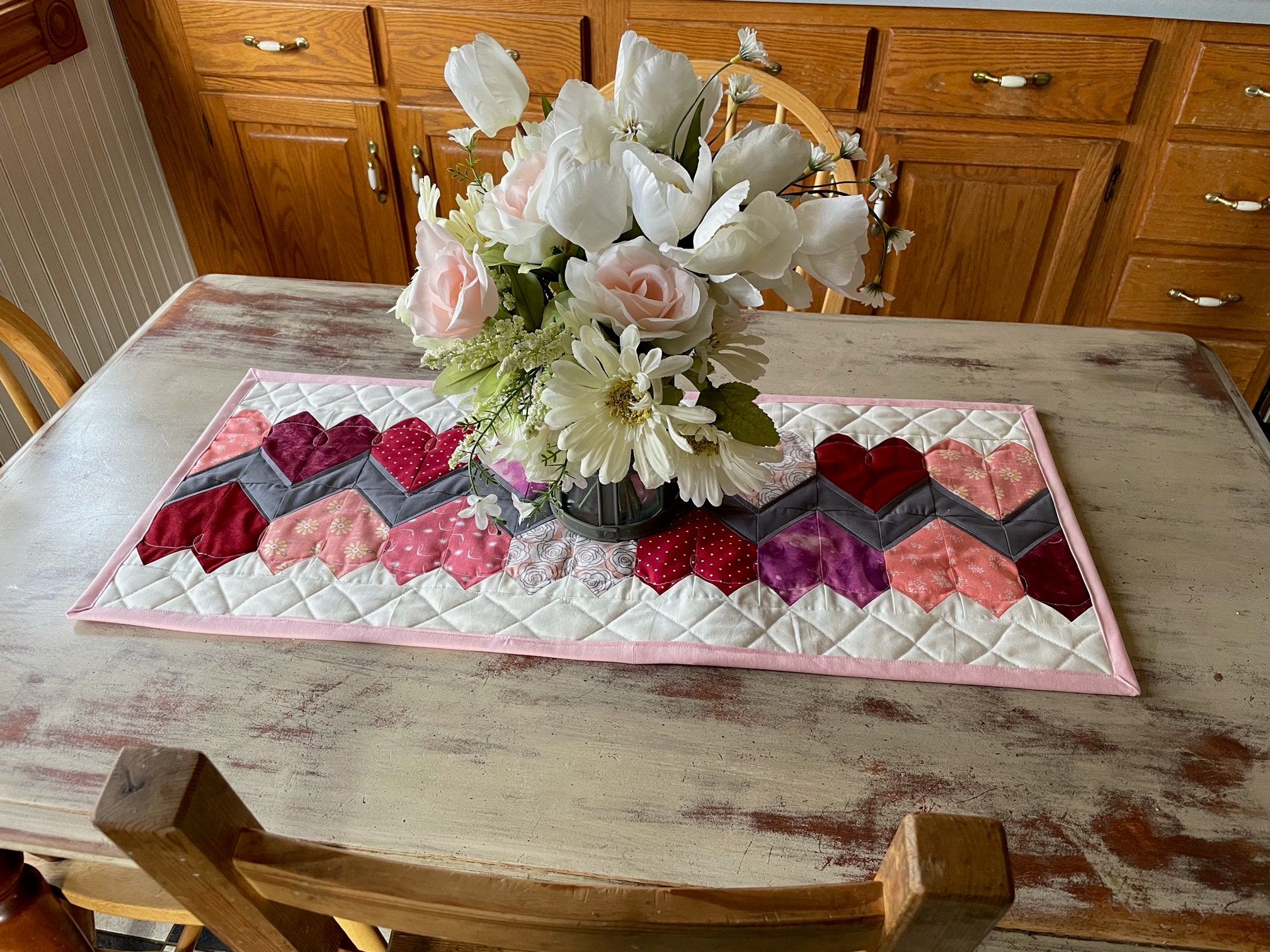 Easy Quilted Valentine's Heart Table Runner Pattern, PDF Download - Etsy