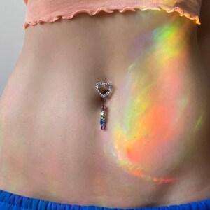 Rainbow Belly Button Ring/ CZ Sparkly Belly Piercing/ Reverse Pride Navel Ring/ Pride Belly Ring /Pride Jewelry/ Sparkly Rainbow Piercing