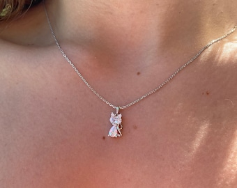 CZ Diamant Katt Halsband: Sterling Silver 925, Gåva till Kattälskare