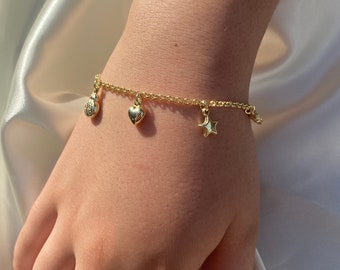 Teddy Bear Charm Bracelet | Charm Bracelet for Women | Sterling Silver Lady Bug Heart Dolphin Charm Bracelet | Birthday Bracelet