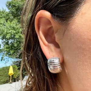 Sterling Silver 925 Chunky Huggie Hoop Earrings