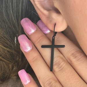 Stainless Steel Cross Hoop Earrings: Minimalist Dangly Jewelry