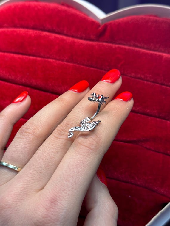 Anello Ombelico Cuore Diavolo In Acciaio Con Zirconi Rossi - Piercing Creativo - Foto 10