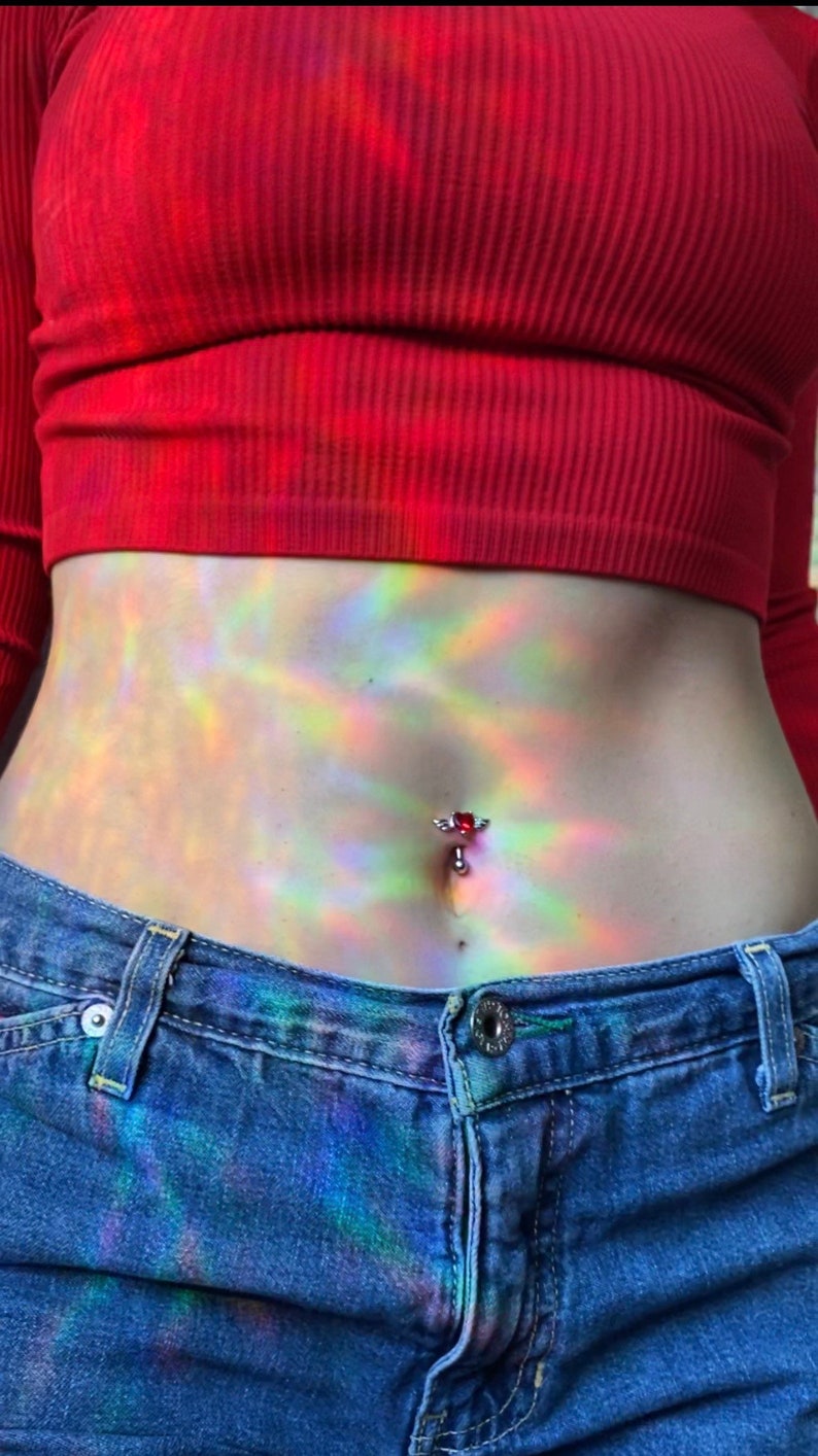 Heart Belly Button Ring/ Angel Wings Belly Piercing/ Heart Etsy