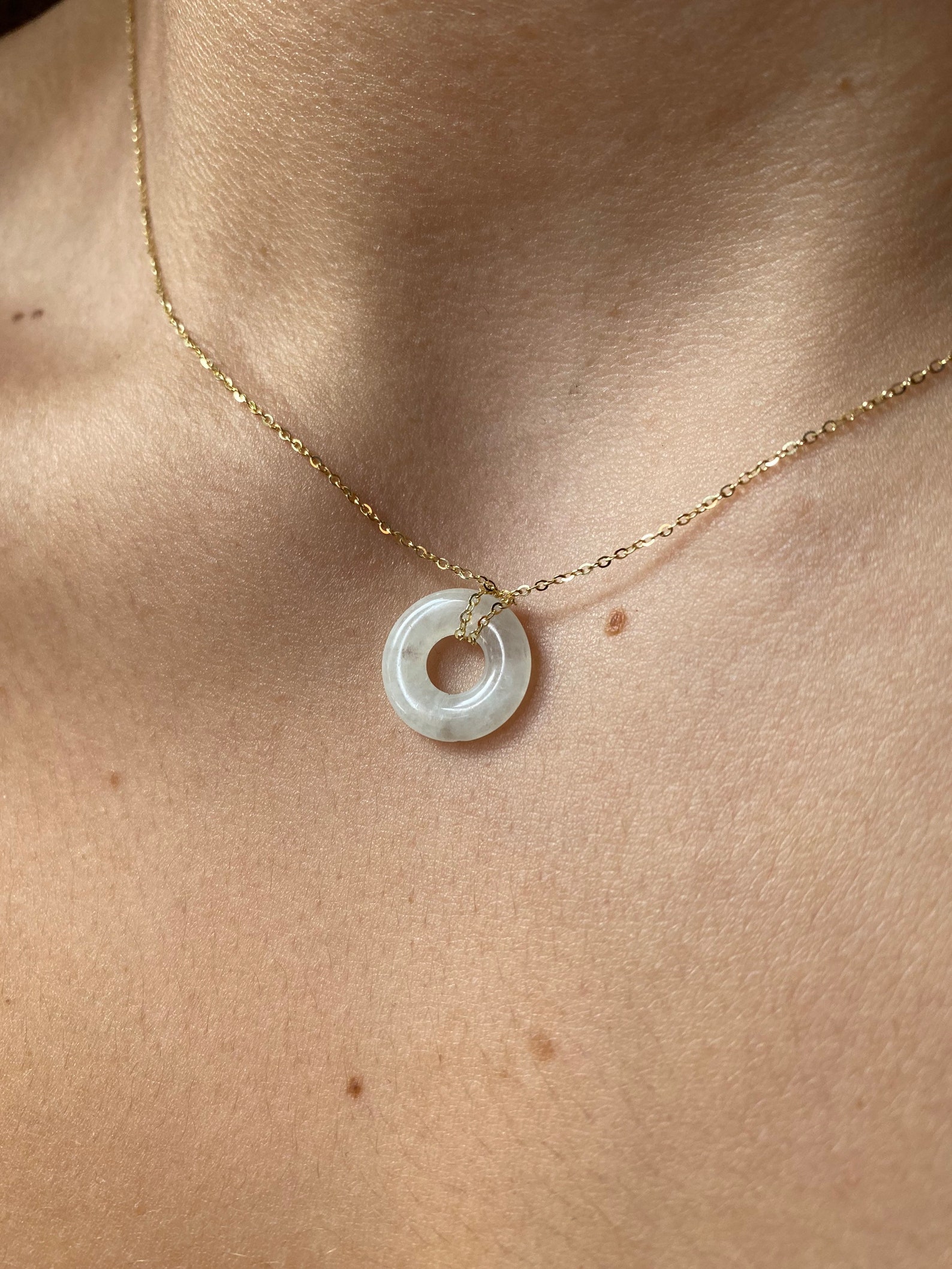 Jade Pendant / 14K Gold Jade Pendant / Jade Circle Pendant / - Etsy