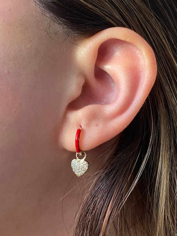 Sparkly heart online hoop earrings