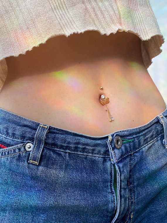 Belly Button Piercing Bar Body Ring Drop Dangle Dangly Navel Bars Reverse  Silver