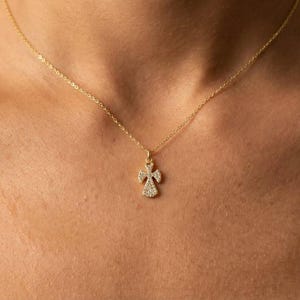 Dainty Angel Necklace: Sterling Silver Guardian Pendant, CZ Stones image 3