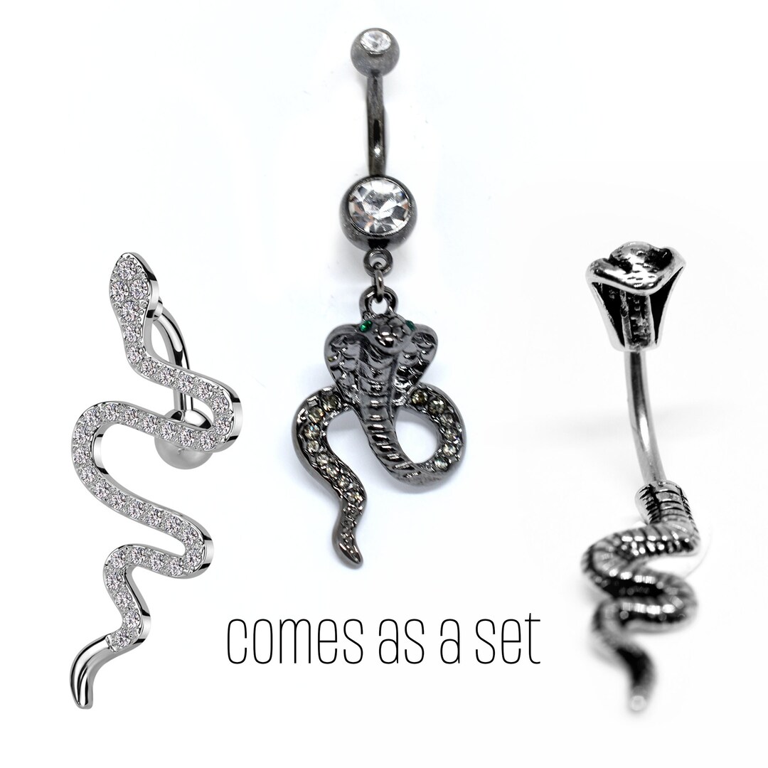 Snake Belly Ring/ Cobra Navel Ring/ Surgical Steel Navel Ring/ Etsy