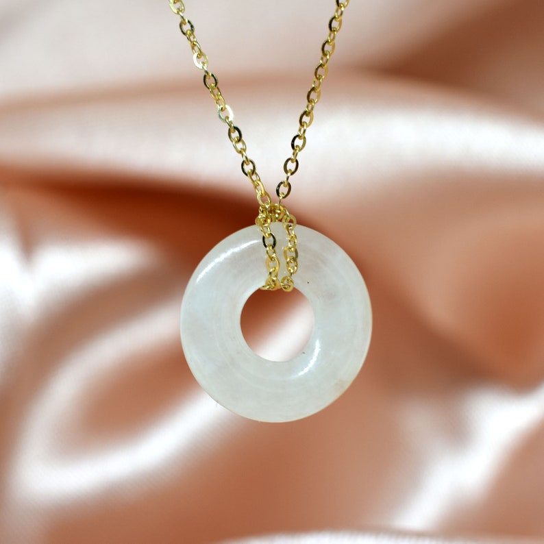 Jade Pendant / 14K Gold Jade Pendant / Jade Circle Pendant / Etsy