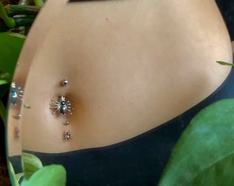 Spider Belly Ring Black Spider Navel Piercing Surgical Steel