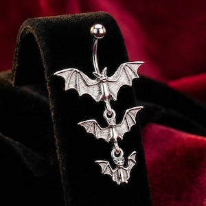 Dangly Bat Belly Ring: Gothic Surgical Steel Navel Piercing image 6