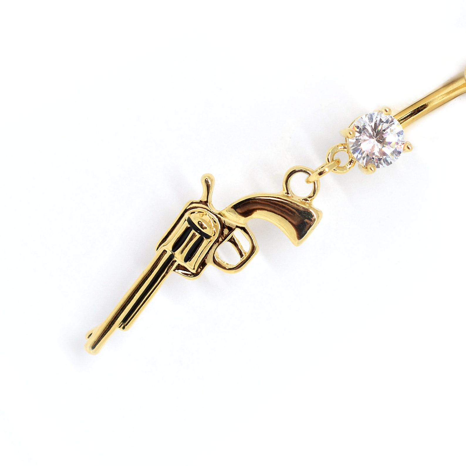 Gold Dangly Gun Belly Ring/ Surgical Steel Belly Button Ring/ Etsy