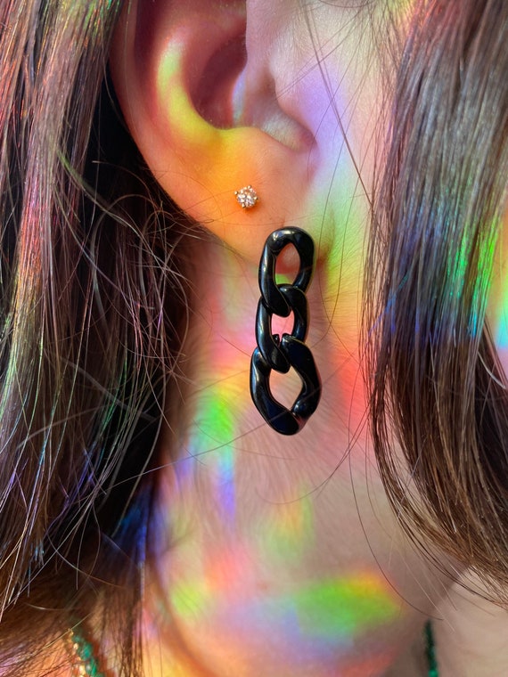 Chunky black earrings clearance