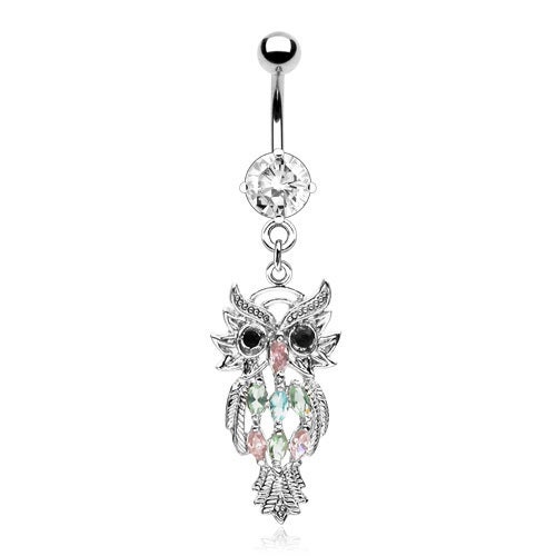 Owl Belly Ring Sparkly Owl Belly Button Ring Dangly Belly Ring Sparkly Belly Ring Dangly Owl Belly Ring Owl Body Jewelry Etsy UK