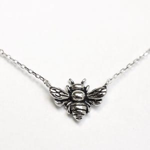 Bumble Bee Necklace | Sterling Silver Bee Pendant | Silver Bee Necklace | Animal Jewelry | Queen Bee Insect Charm Necklace | Bee Lover Gift