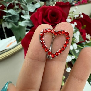CZ Heart Belly Ring: Stainless Steel Reverse Navel Piercing