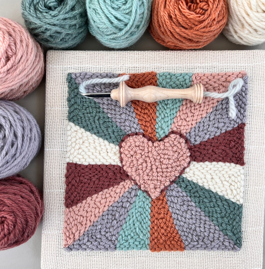 Punch Needle Kit / Heart Shine / Chunky Yarn / Rug Hooking - Etsy