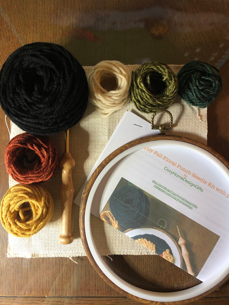 Beginner Punch Needle Kit/ Happy Fall Floral / Yarn Craft Kit Etsy