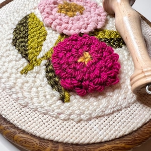 Beginner Punch Needle Kit/ Double Mums/ Yarn Craft Kit/ Rug Hooking