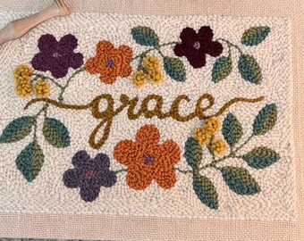 Grace / peace/ Punch Needle Kit / rug making / yarn craft