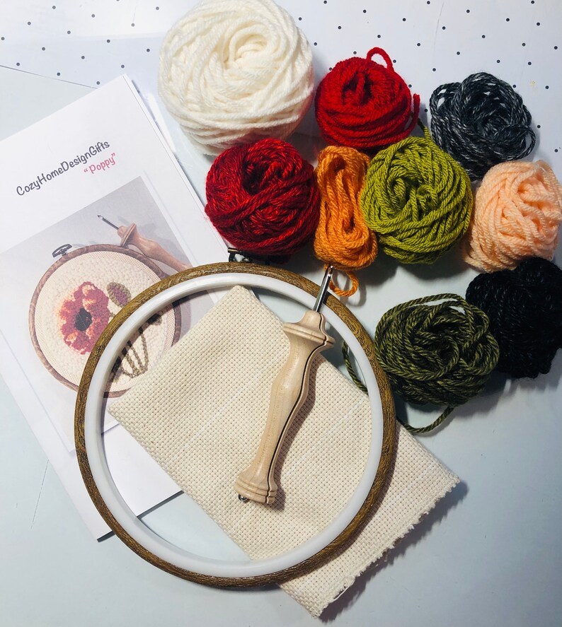 Punch Needle Kit/ Poppy / Yarn Craft Kit / Rug Hooking Etsy