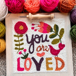 You Are Loved / Punch Needle Kit / Rug making/ yarn craft