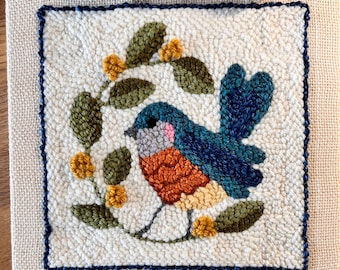 Punch Needle Kit / Bluebird of Happiness / rug hooking / yarn craft