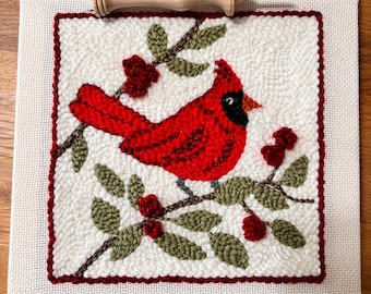 Punch Needle Kit /Cardinal Cutie Pie/ yarn craft kit / rug hooking