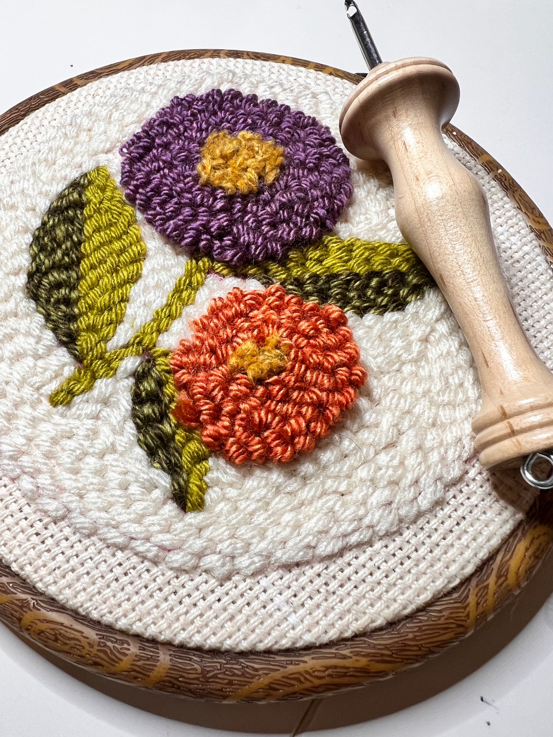Beginner Punch Needle Kit/ Double Mums/ Yarn Craft Kit/ Rug Hooking ...