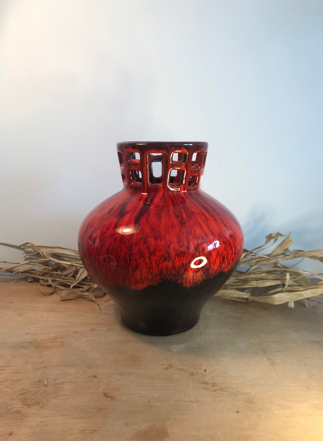 Evangeline Pottery/vintage Pottery/canada Pottery/red Drip Etsy