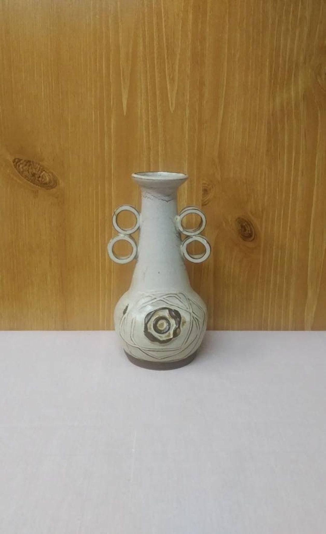 Helga Mader Vintage Pottery Vase With Handles/canadian Art Etsy