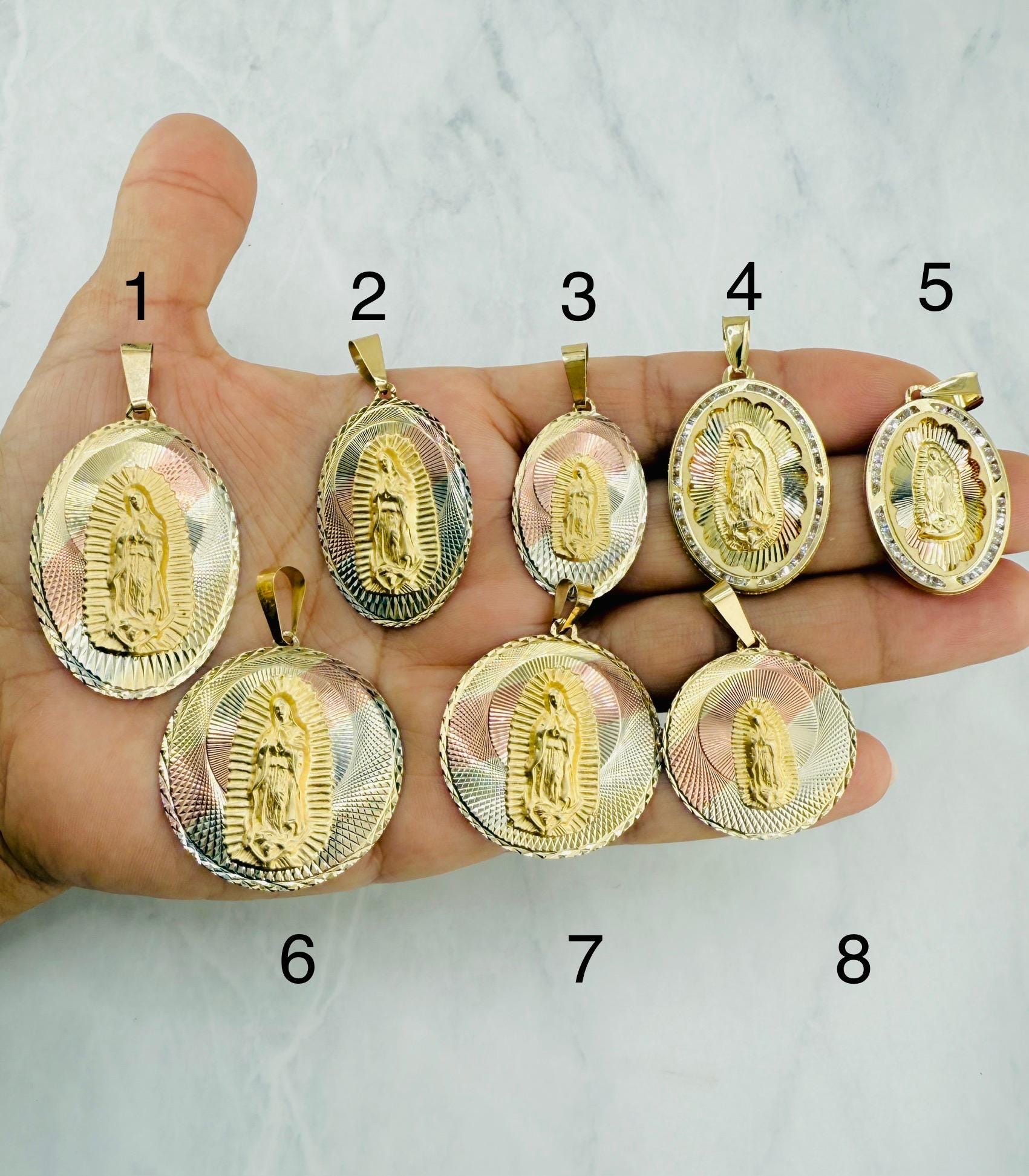 Dije Medalla Virgen De Guadalupe Oro Amarillo & Blanco 14k