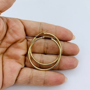 10k gold earrings hoop polished 35mm - Aretes arracadas oro