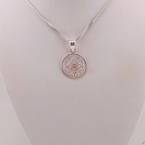 925 Sterling Silver pendant Aztec calendar and Necklace Medallion Mexican Calendar - Dije Calendario azteca pequeño y cadena Plata real 925