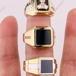 10k gold onyx ring - men’s ring Malverde Size 10.5-12 - Anillo de hombre en oro de 10 Kilates negro onyx