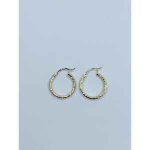 10k Gold Hoop Earrings diamond cut Womens / Girl Arracadas en oro 10K image 3