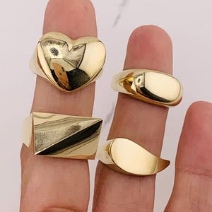 10k solid gold ring square, teardrop, heart - Anillo 10K oro corazón, lágrima, cuadro