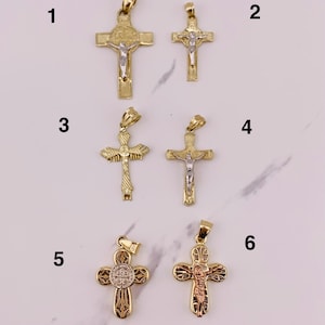 10k gold pendant Cross crucifix St Benedict - Dije cruz en Oro San Benito